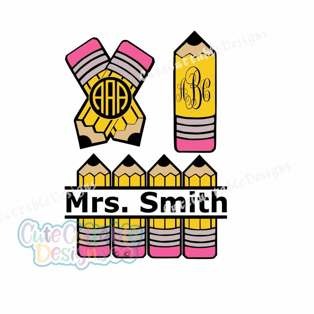 Download Pencil Monogram Svg - Layered SVG Cut File