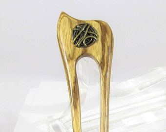 Hair fork, Wooden hair fork, Wooden hairpin, Hair Sticks, Hair accessories, Zebrano Wood,