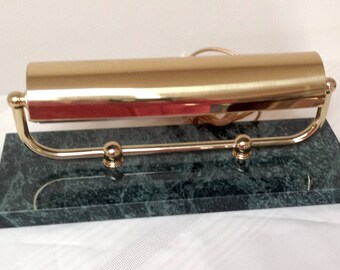Banker's Desk Lamp/Nice compact Desk Lamp/Brass Adjustable Cover/Green Marble Base