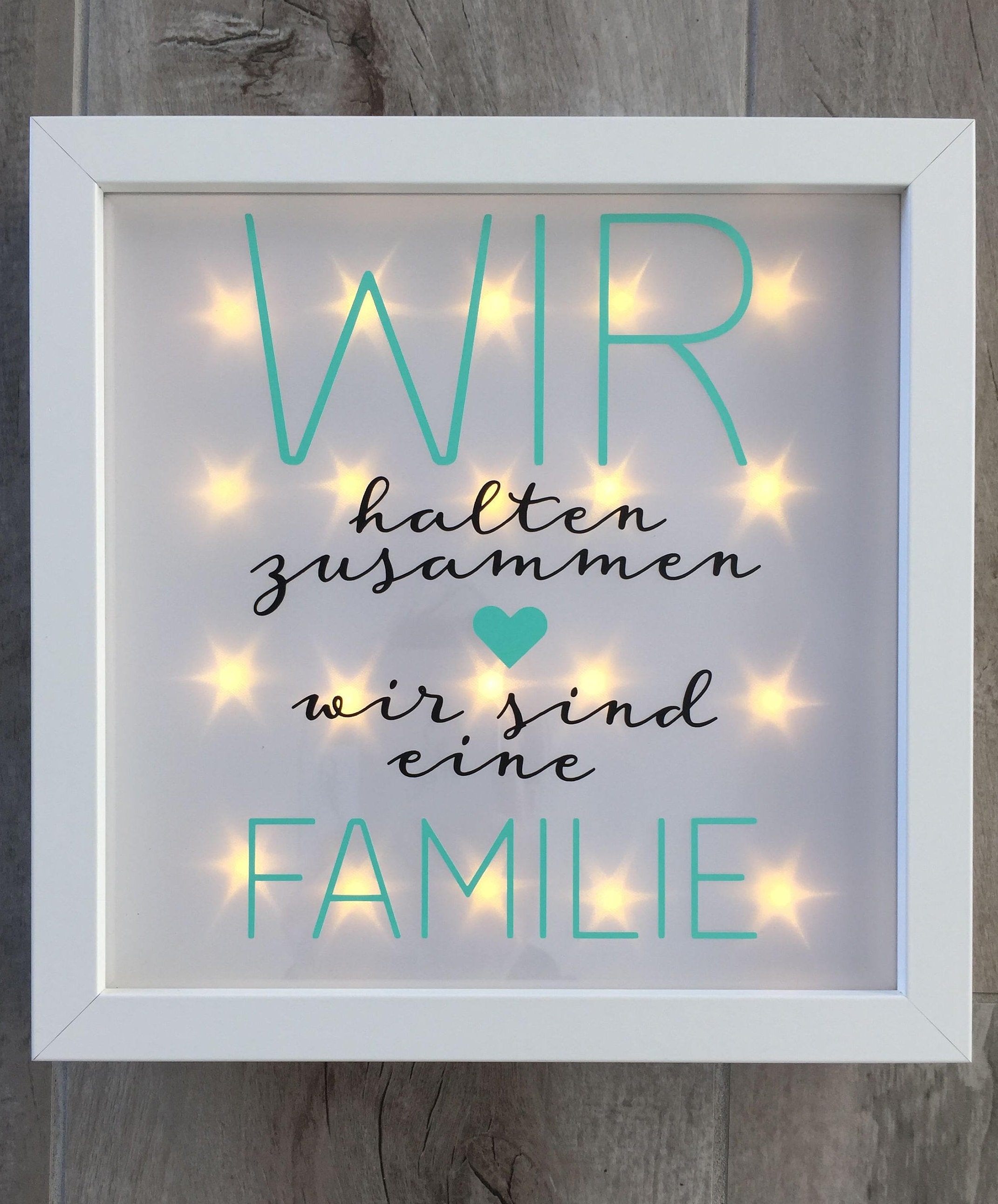 Geschenk Familie beleuchteter Bilderrahmen mit Spruch