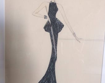 Stunning Framed Drawing - Art Deco Style Lady - Signed!