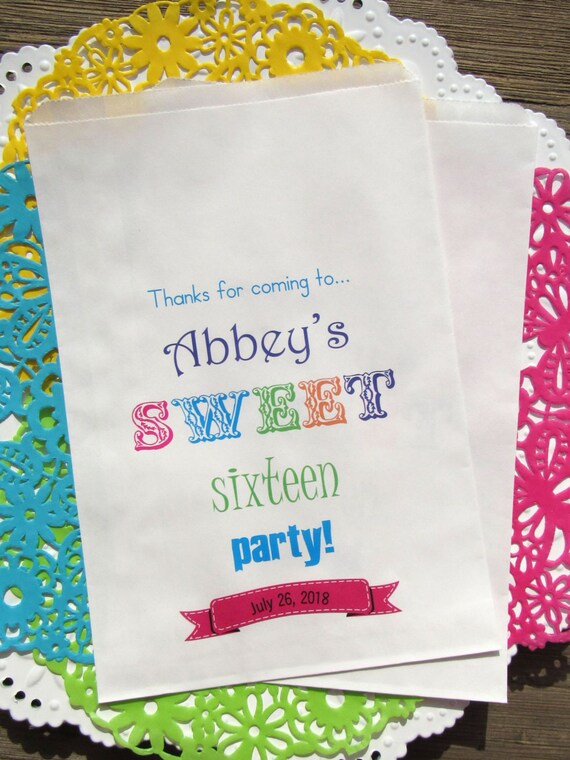 Sweet 16 Birthday | Sweet 16 Party | Sweet 16 Favor Bags | Sweet 16 Favors | Sweet 16 Bags | Sweet 16 Paper Bags | Sweet 16 | Paper Bags Il_570xn