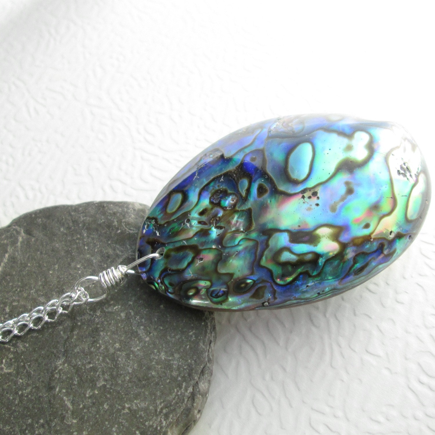 Large Abalone Necklace Natural Sea Shell Jewelry Beach
