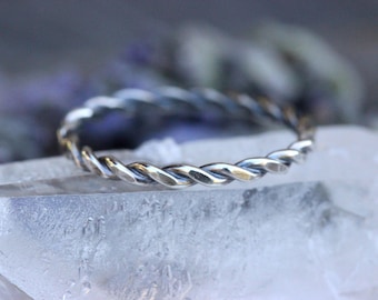 Sterling Silver Stacking Ring Sterling Silver Ring Band Silver Stacking Rings Silver Stackable Rings Sterling Silver Twisted Rope Ring