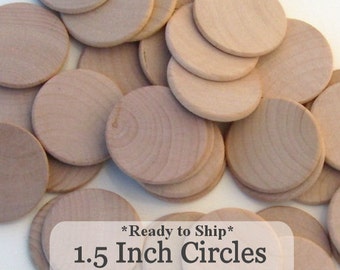 Unfinished Wooden Circles 1 1/2inch x 1/8inch, Pack of 100