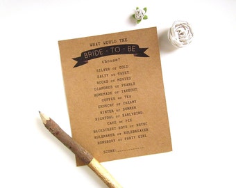 Bridal Shower Games Rustic - How Well Do You Know the Bride Game - Fun Bridal Shower Games - Bridal Shower Game Idea - This or That Game