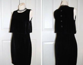 Black Velvet Dress - Jones New York Dress - Little Black Dress - Evening Wear - Dress for Her - Party Dress - Classic Black Dress - Small