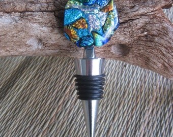 Fused Dichroic Glass Bottle Wine Stopper