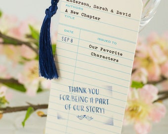 Library Check-Out Card Wedding Bookmark Favor