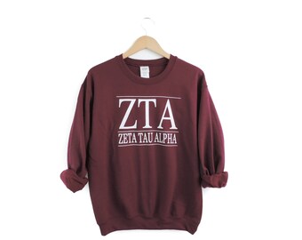 New Zeta Tau Alpha Maroon Stripe Crewneck Sweatshirt // Size S-2XL // You Pick Color