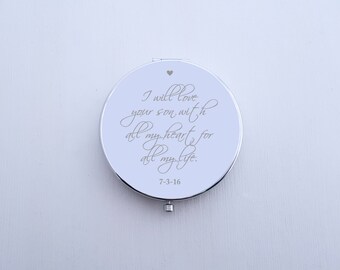 Mother of the Bride Gift Mother of the Groom Gift Personalized Pocket Mirror Metal Compact Personalized Compact Bride Gift Bridesmaid Gift