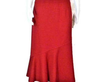80s Red Skirt Red Knit Skirt Red Wool Skirt 1980s Office Skirt Glenayr Kitten Skirt Made In Canada Flared Skirt Scarlet Red Skirt