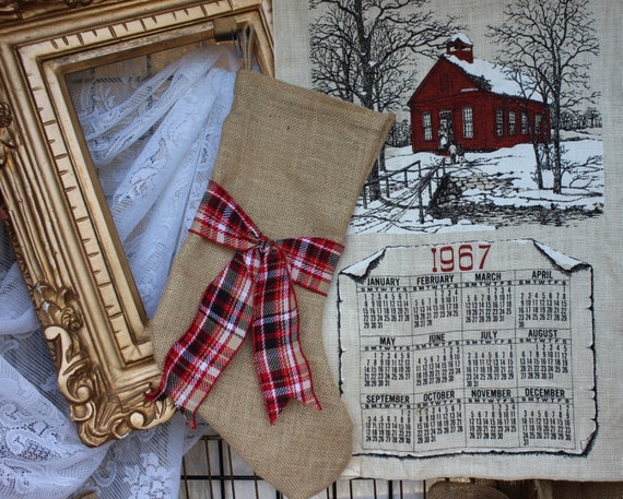 Items similar to Burlap stockings - rustic Christmas stocking - burlap