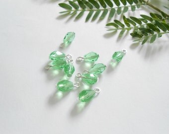 Peridot Glass Drop Dangle Beads