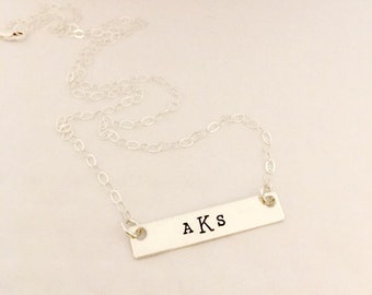 Celebrity Inspired Bar necklace - Hand Stamped Jewelry - Monogram Necklace - The Charmed Wife - Gifts for her - Girlfriend Presents - Gift