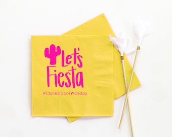Fiesta Birthday Party Napkins Taco Party Decorations Personalized Napkins Mexican Party Supplies Lets Fiesta Cocktail Napkins Girl Birthday