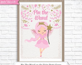 Pin the Wand on the Fairy Printable Party Game - 3 Poster Sizes - Fairy Birthday Party Game - Fairy Princess Party Game - Instant Download