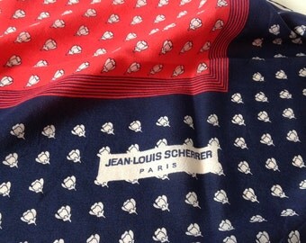 Foulard Carré Vintage Charter Club En Soie - 90x89 Cm - Bleu Foncé - Écharpe Bandana Femme