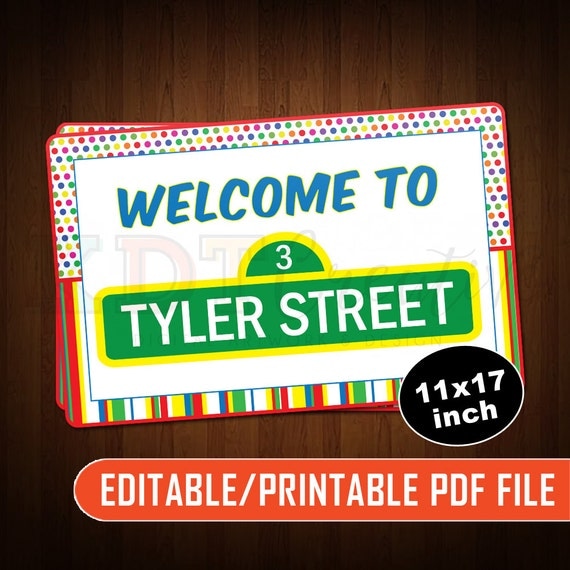 Editable/Printable Sesame Street Sign 11x17 KDEDF0007