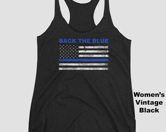 Back The Blue Thin Blue Line American Flag Tank Top - Women's, Men's, Unisex