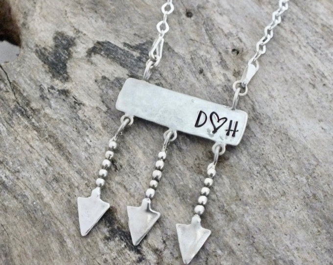Custom Personalized Pendant /Arrow Necklace Silver /Arrow Necklace/Arrows /Long Necklace /Arrow Jewelry /Name Plate Necklace/Sterling Silver