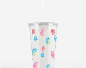 summer beverage tumbler - iced coffee tumbler - iced coffee reusable drink - summer drink tumbler popsicle drink tumbler