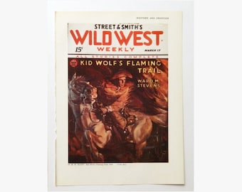 Pulp Art - Wild West Weekly - Western Horse and Rider - Wall Art for the Man Cave