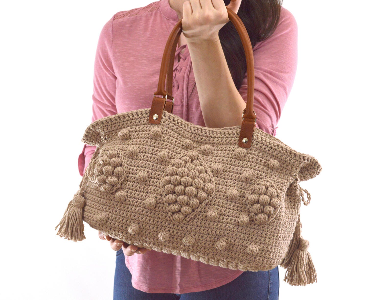 Gerard Darel Dublin Inspired Crochet Handbag with Genuine