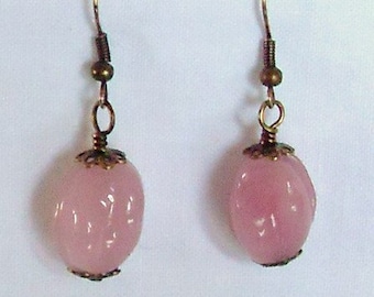 Antique Pink Glass Earrings