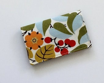 Red Berry Business Card Holder, Red Business Card Case, Fabric Business Card Holder, Gift Card Holder
