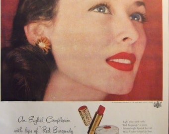 YARDLEY Red Burgundy Lipstick Original Vintage Beauty Ad Perfume Cologne Fragrance Additional Ads Ship Free Ready To Frame