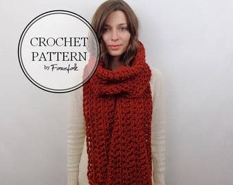 Crochet Pattern | Giant Chunky Crochet Scarf | THE ATHENS Instant Download