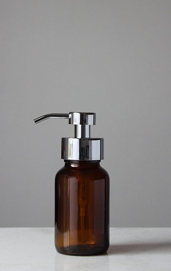 Apothecary Amber Glass Foaming Soap Dispenser with Chrome