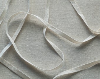 1/4 Inch Wide Cotton Twill Tape, Ivory Color - 5, 10 or 25 yds