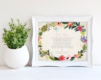 Personalized Baptism Gift from Godparents Christening Gift for Goddaughter Baby Girls Baptism Gift for Goddaughter New Baby Nursery Print
