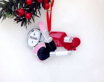 FREE SHIPPING Makeup Personalized Christmas Ornament / Makeup Artist Ornament / Cosmetician / Personalized Name or Message