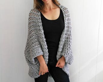 Easy Sweater PATTERN, Shrug Pattern, Beginner Sweater Knit Pattern, Cardigan Pattern, Blanket Sweater Pattern, Cardigan Pattern, THE COCOON