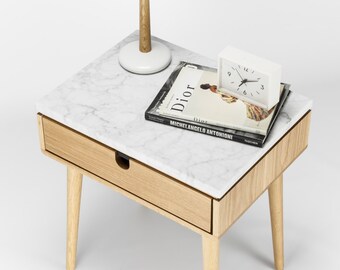 Tabelle / Nachttisch weiß style Mitte des von Habitables auf Etsy