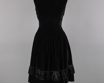 1950s black velvet vintage party dress