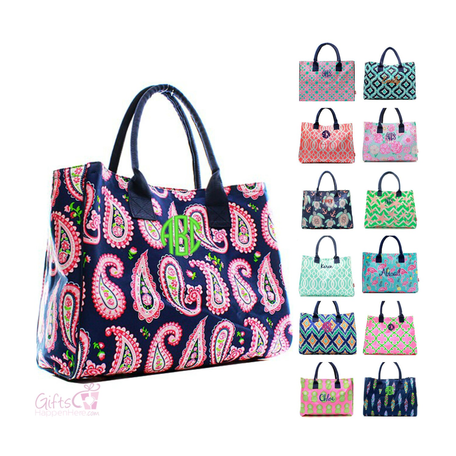 Monogrammed Beach Bag Oversized Large 19 Personalized