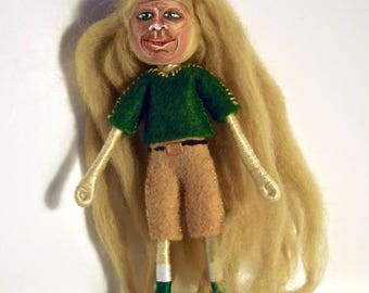 Miniature Wee Felt Doll; Handmade; Natural Toy Art; The Hipster