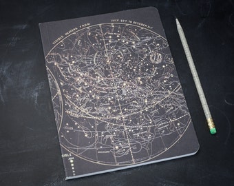Night Sky Astronomy Softcover Notebook | Dot Grid, Recycled Paper, Star Map, Star Chart, Space Gift, BuJo Science, Constellation, Vintage