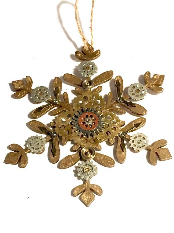Steampunk Snowflake Christmas Ornament Steampunk Christmas tree decoration Snow flake vintage watch parts, Steampunk home decor, OOAK by OneStopSteamShoppe steampunk buy now online