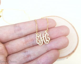 SALE Personalized Monogram Necklace - Tiny Monogram Necklace 3 Initials Necklace - Monogram Necklace - Bridesmaid Gift - Wedding Necklace