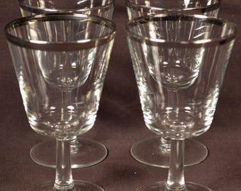 Cocktail Glasses Silver Rim Stemware Rimmed Banded