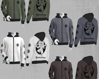 GANESHA mens hooded jacket with vinyl print neon or velvet or glow in the dark- psy clothing - festival-psychedelic clothing-Festival Wear