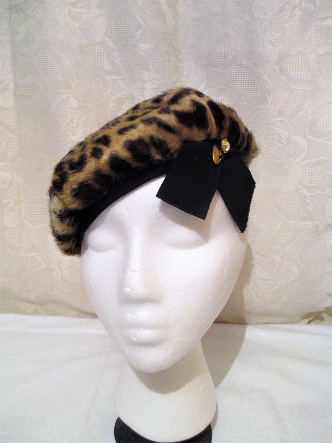 Vintage Leopard Print Beret Leopard Print Tam 60's