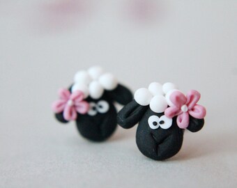 Sheep Earrings - Polymer Clay Jewelry - Handmade Earrings - Fimo Earrings - Fimo Studs - Clay Earrings - Handmade Studs - Easter Gift