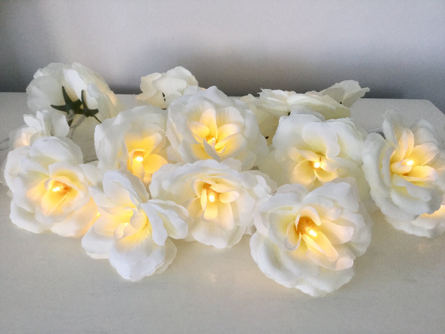 Big off white rose fairy lights fairy string lights 20