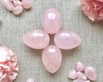 ONE Rose Quartz Medium Yoni Egg - UNDRILLED Yoni Egg - Unconditional Love - Yoni Crystal - AAA Grade Rose Quartz Yoni Egg - Rose Quartz Egg